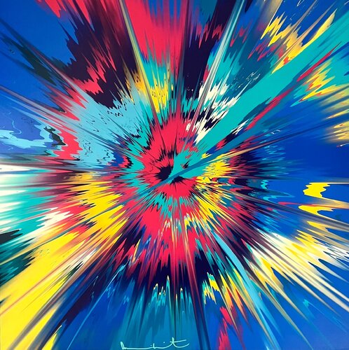 Beautiful Exceptionally Great Vapor Painting Damien Hirst