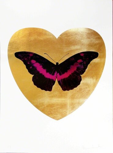 I Love You (gold leaf, black, fuchsia) par Damien Hirst, Édition en vente sur Singulart