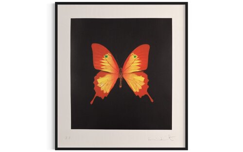 Red, Yellow Swallowtail and green spots (Unique) van Damien Hirst, Afdruk te koop op Singulart