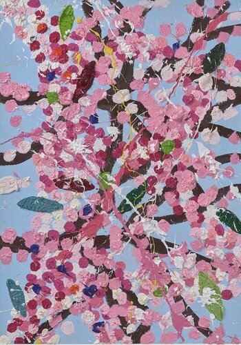 Damien Hirst Majestic Blossom Unique Oil Painting from the Paper Blossoms Series par Damien Hirst, Peinture en vente sur Singulart