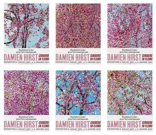 The Set of 6 Foundation Cartier Cerisiers En Fleurs Cherry Blossoms by Damien Hirst, 版畫 for Sale on Singulart