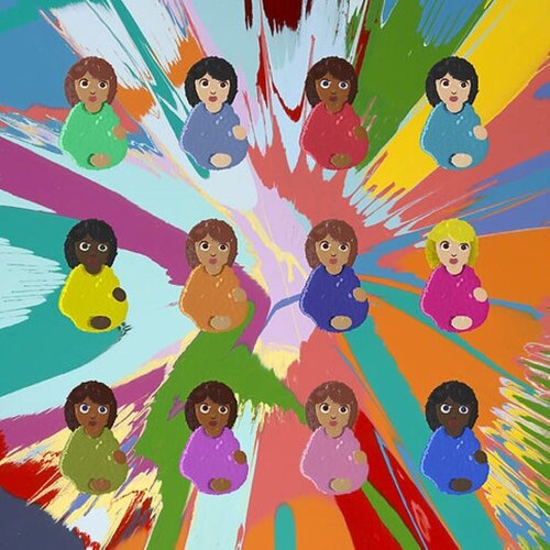 Signed Great Expectations Print (spin painting background by Damien Hirst, Print for Sale on Singulart