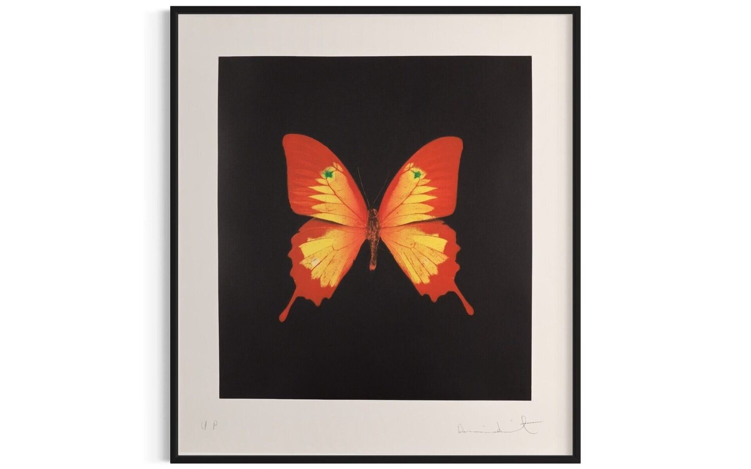 Red, Yellow Swallowtail and green spots (Unique) Damien Hirst Stampa in vendita