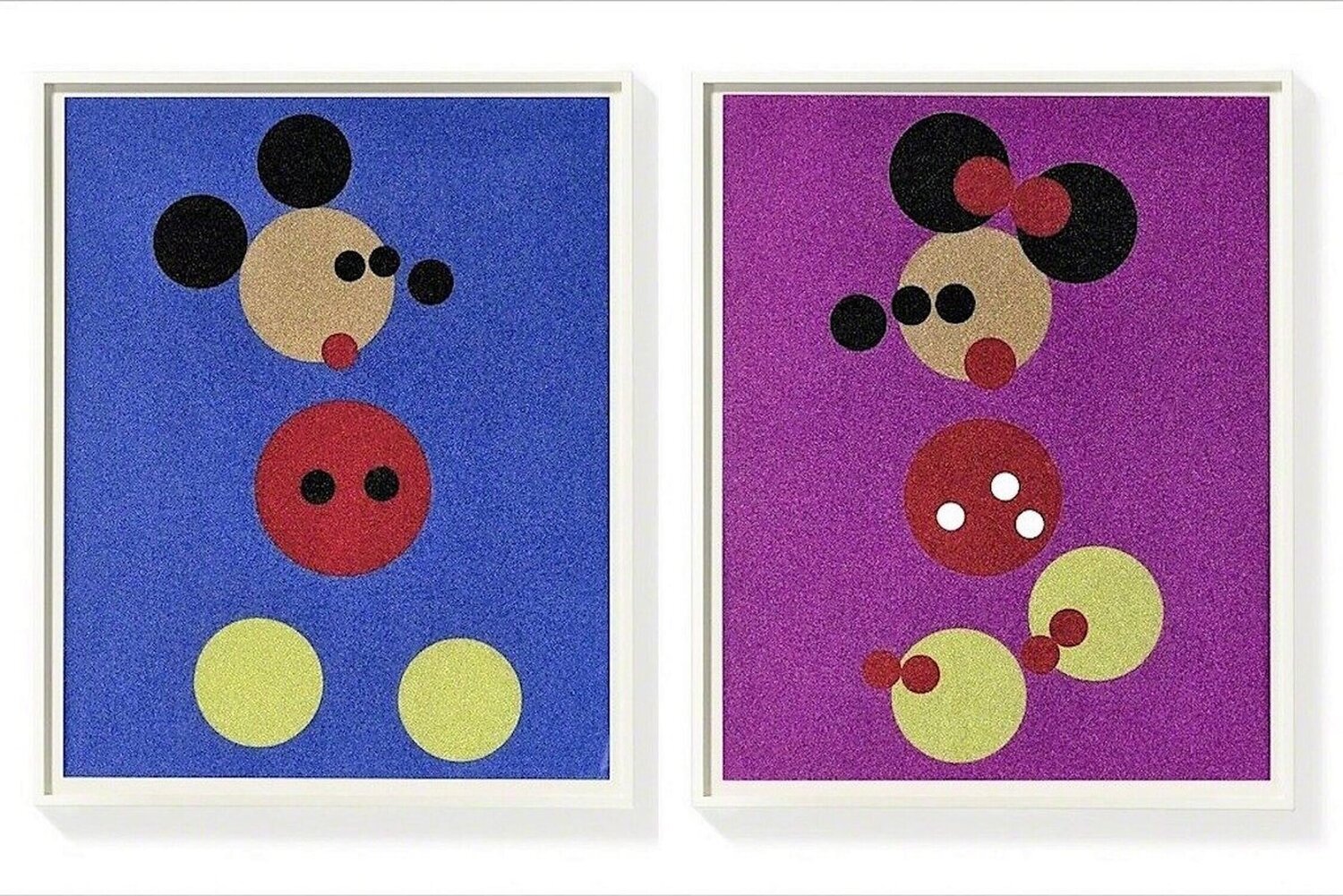 Mickey (Blue Glitter) & Minnie (Pink Glitter) Damien Hirst Stampa in vendita