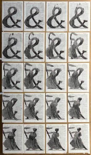 Drawing for Waiting for the Sibyl (Ampersand / Woman with Scythe) van William Kentridge, Werk op papier te koop op Singulart