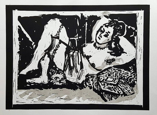 Reclining Figure with Cat van William Kentridge, Afdruk te koop op Singulart
