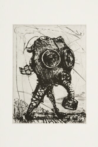 L’Inesorabile Avanzata, Gas Mask van William Kentridge, Afdruk te koop op Singulart