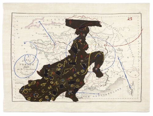 Porter Series: Carte de France Divisèe en 86 departements (Dancing Lady) van William Kentridge, Textiel te koop op Singulart