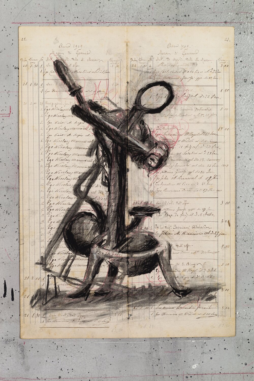 Drawing for wine label (Corking) William Kentridge