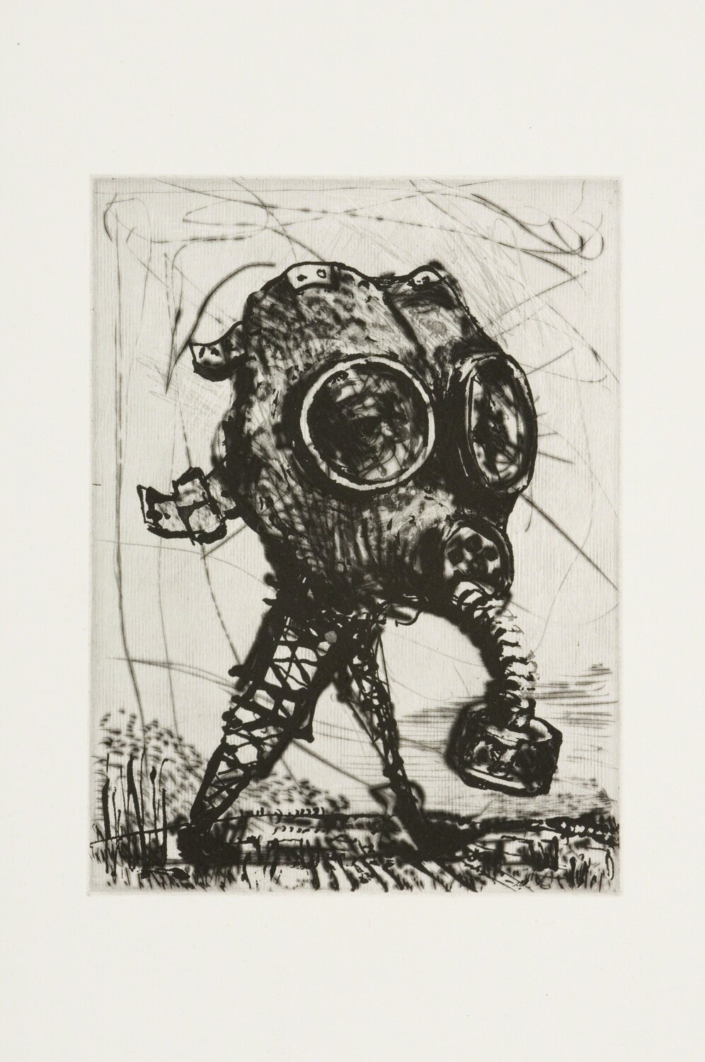 L’Inesorabile Avanzata, Gas Mask William Kentridge Stampa in vendita