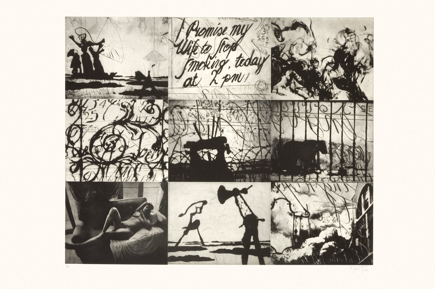 Zeno Writing (9 on 1 Sheet) William Kentridge