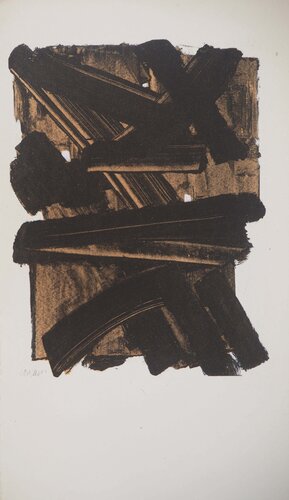 Gouache 13 1957, Lithographie et pochoir signée by Pierre Soulages, Print for Sale on Singulart