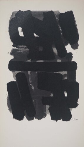Gouache 6 1957, Lithographie et pochoir signée par Pierre Soulages, Édition en vente sur Singulart