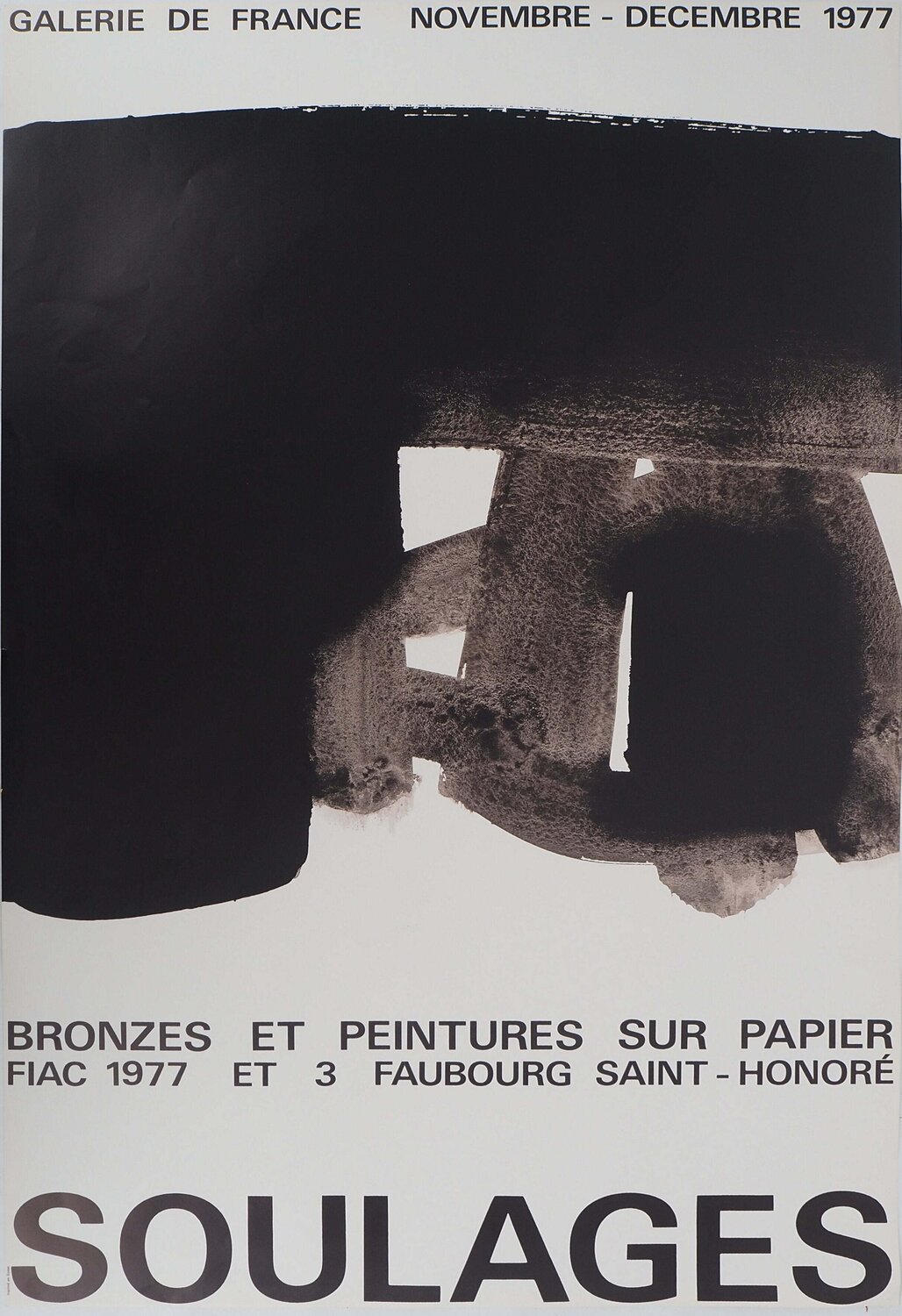 Bronzes et peintures FIAC 77, Affiche originale d'époque Pierre Soulages Édition à vendre