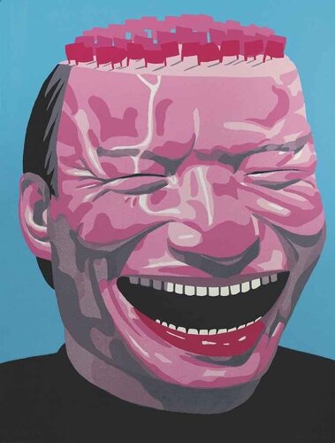 Red Flags Waving di Yue Minjun, Stampa in vendita su Singulart