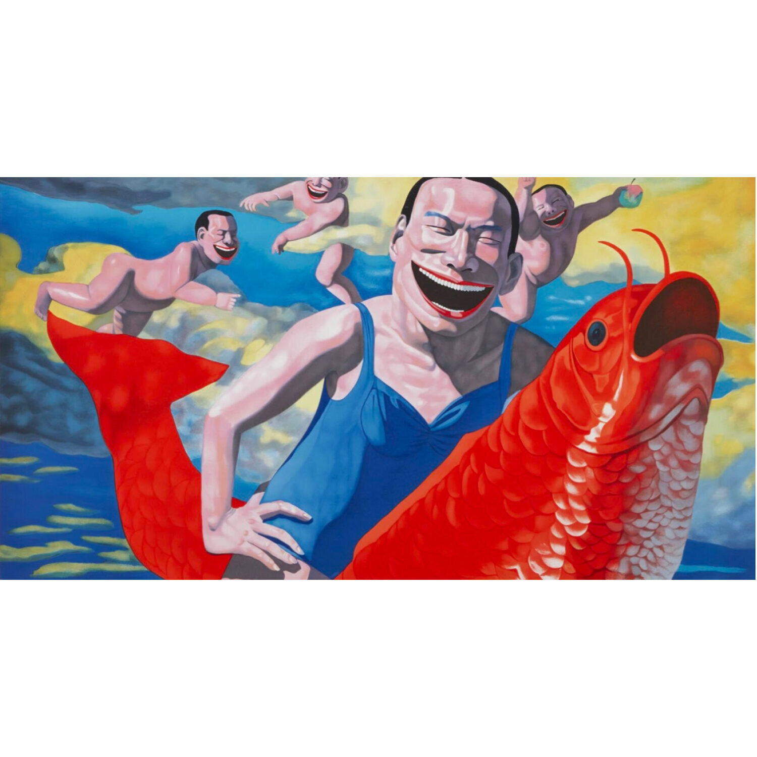 FLOATING CLOUDS Yue Minjun Afdruk te koop