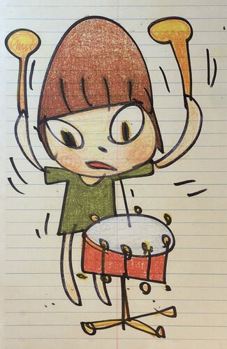 Yoshitomo Nara "Girl Banging On Drum" Print Contemporary Art van Yoshitomo Nara, Afdruk te koop op Singulart