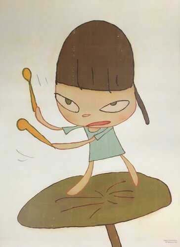 Yoshitomo Nara Marching on a Butterbur Leaf Print Contemporary Art van Yoshitomo Nara, Afdruk te koop op Singulart