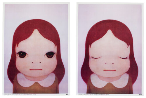 Cosmic Girls: Eyes Opened / Eyes Closed van Yoshitomo Nara, Afdruk te koop op Singulart