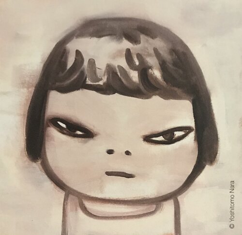 Girl Banging On Drum Print Nara Yoshitomo Comes With Limited Edition Stickers Pop Art van Yoshitomo Nara, Afdruk te koop op Singulart