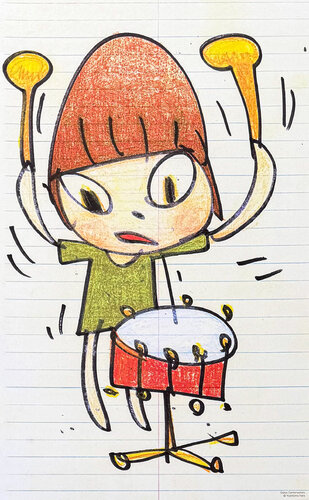 Yoshitomo Nara (1959) - Banging the Drum - lithograph on paper - 2020 von Yoshitomo Nara, Druck kaufen auf Singulart
