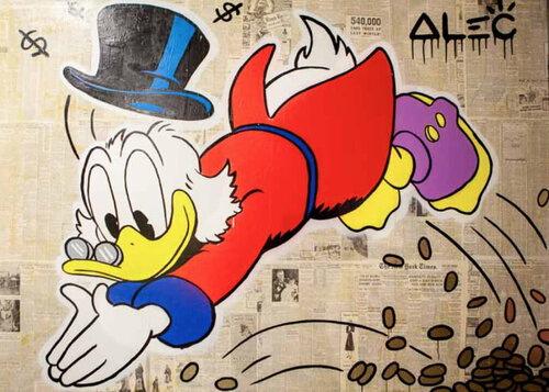 Scrooge Diving Gold Coins von Alec Monopoly, Malerei kaufen auf Singulart
