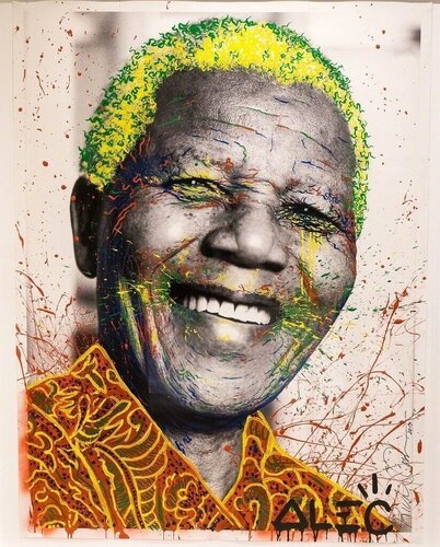 Mandela: Red and Yellow van Alec Monopoly, Schilderij te koop op Singulart