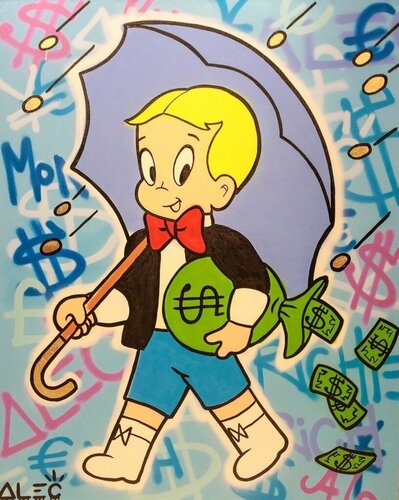 Richie Money Rain van Alec Monopoly, Schilderij te koop op Singulart