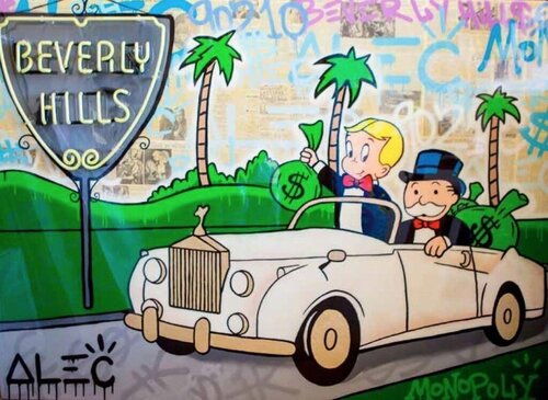 Beverly Hills Neon Sign van Alec Monopoly, Schilderij te koop op Singulart