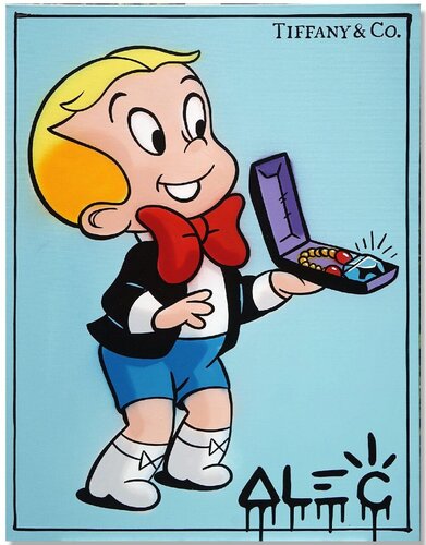 Light Blue Richie Presenting Jewelry Case van Alec Monopoly, Schilderij te koop op Singulart