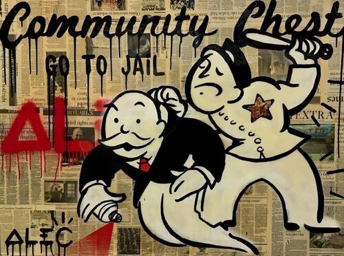 Community Chest: Go To Jail van Alec Monopoly, Schilderij te koop op Singulart