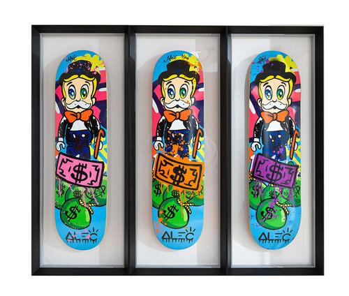 Skateboard Deck Triptych di Alec Monopoly, Altri media in vendita su Singulart
