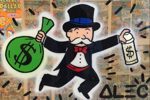 Monopoly Money Can di Alec Monopoly, Pittura in vendita su Singulart