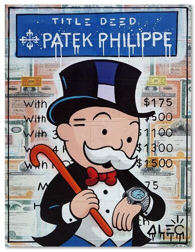 Monopoly Checking Cross Luxury Watch van Alec Monopoly, Schilderij te koop op Singulart