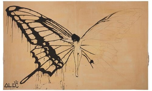 Nude figure with butterfly wings von Alec Monopoly, Malerei kaufen auf Singulart