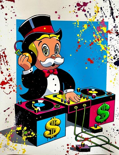 DJ Monopz (Blue version hand finished) par Alec Monopoly, Œuvre sur papier en vente sur Singulart