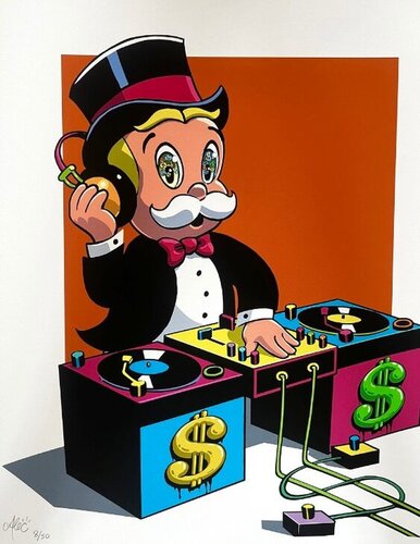 DJ MONOPZ (ORANGE VARIANT) par Alec Monopoly, Édition en vente sur Singulart