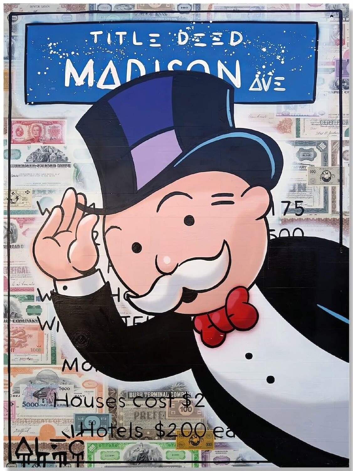 Monopoly Leaning in and Tipping Hat Madison Av. Alec Monopoly