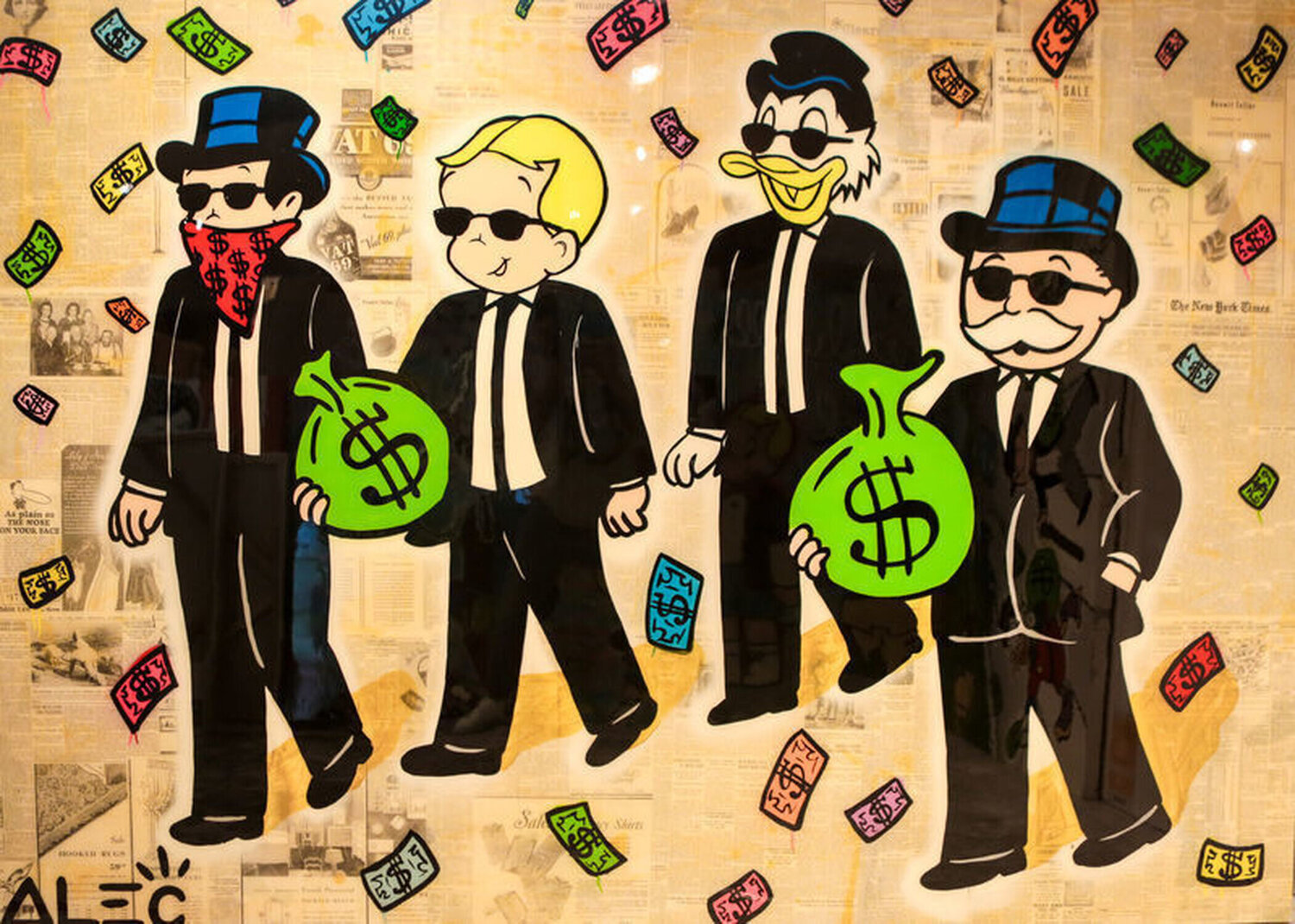Monops Richie Scrooge Monopoly Reservoir Dogs Alec Monopoly Originalgemälde zu verkaufen