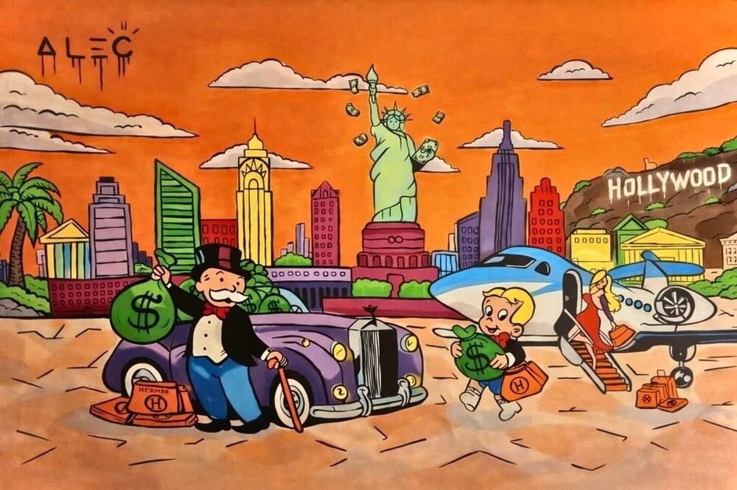 Monopoly scene Alec Monopoly Originalgemälde zu verkaufen
