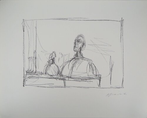 Buste à l'atelier, Lithographie signée Alberto Giacometti