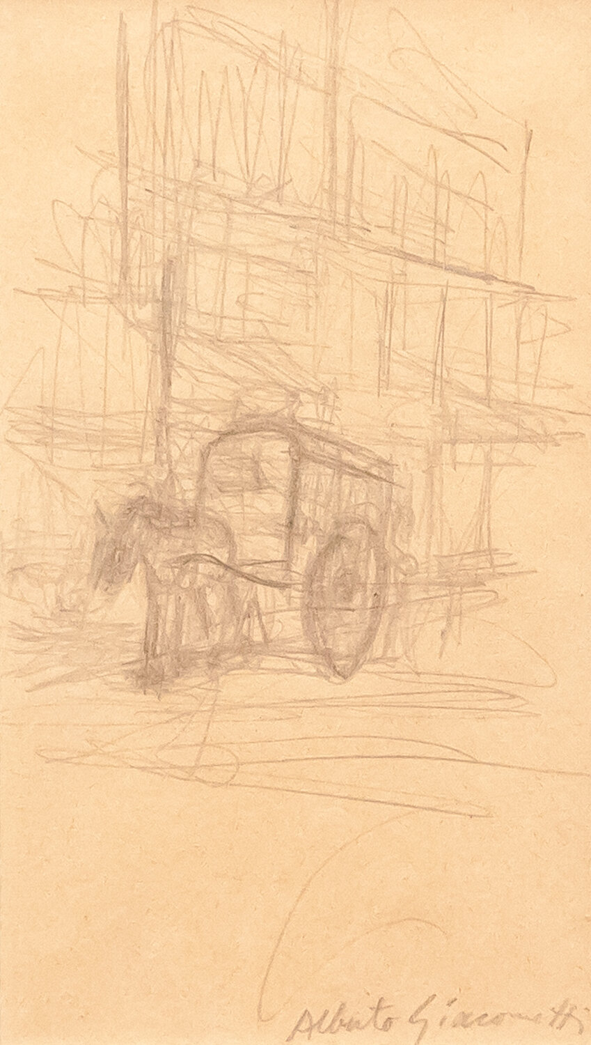 Cheval tirant une carriole Alberto Giacometti Werk auf Papier zu verkaufen
