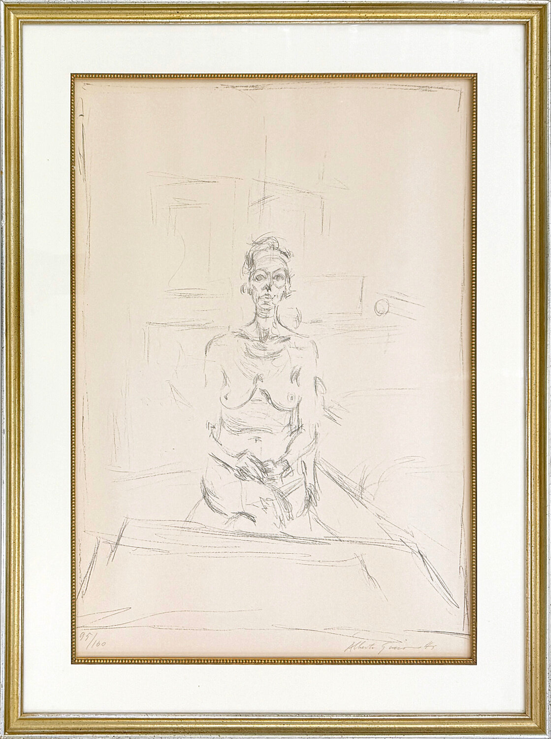 Nu Assis (Lust 53), rare hand signed lithograph Alberto Giacometti Druck zu verkaufen