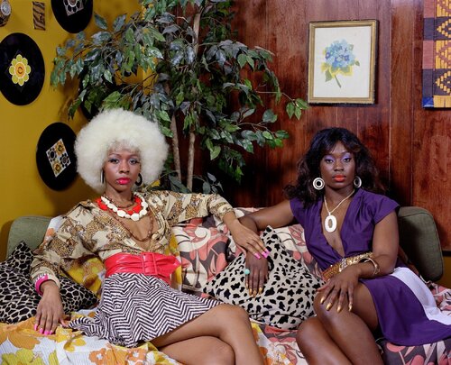 Kindred Spirits, Tamika and Qusuquzah Sitting on Couch by Mickalene Thomas, Photography for Sale on Singulart