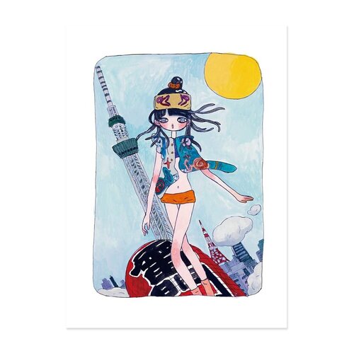 She's Coming, Riding the Kaminari-mon Lantern by Aya Takano, Print for Sale on Singulart