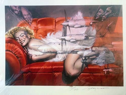 MARILYN MONROE ON A COUCH van Hajime Sorayama, Afdruk te koop op Singulart