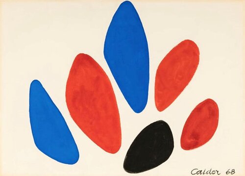 Alexander Calder Blue, Red, and Black Gouache Painting von Alexander Calder, Werk auf Papier kaufen auf Singulart