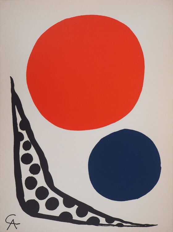 Composition au ballon rouget et bleu Alexander Calder