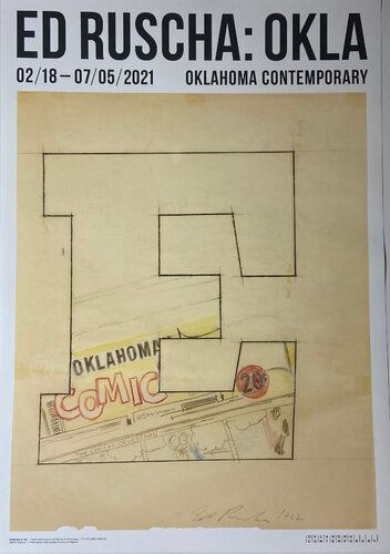 ED RUSCHA: OKLA, Oklahoma Contemporary Museum Lithographic Poster, Limited to 90 copies, 2021, Free Domestic Shipping di Ed Ruscha, Stampa in vendita su Singulart