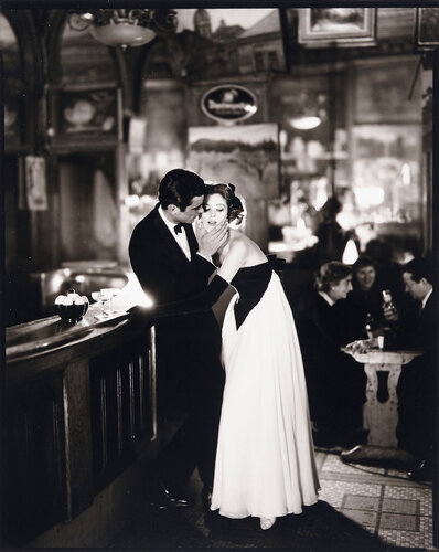 Suzy Parker and Gardner McKay Dress by Balmain, Cafe de Beaux-Arts, Paris di Richard Avedon, Fotografia in vendita su Singulart